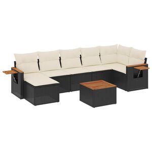 vidaXL 8 Piece Garden Sofa Set with Cushions Black Poly Rattan
