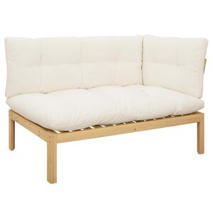 vidaXL Corner Sofa Unit Light Acacia and Cream White Acacia Wood
