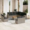 vidaXL 12 Piece Garden Sofa Set with Cushions Grey Poly Rattan