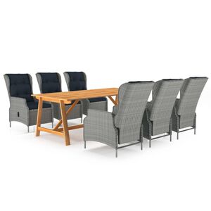 vidaXL 7 Piece Garden Dining Set Light Grey