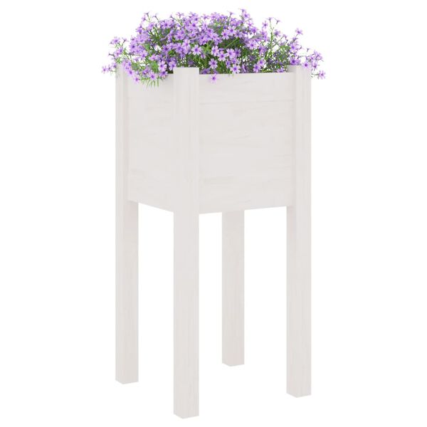 vidaXL Garden Planter White 31x31x70 cm Solid Pinewood