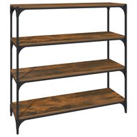 vidaXL Book Cabinet Smoked Oak 100x33x100 cm Engineered Wood and Steel