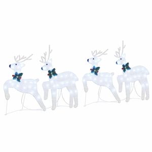 vidaXL LED Reindeers 4 pcs Silver Fabric