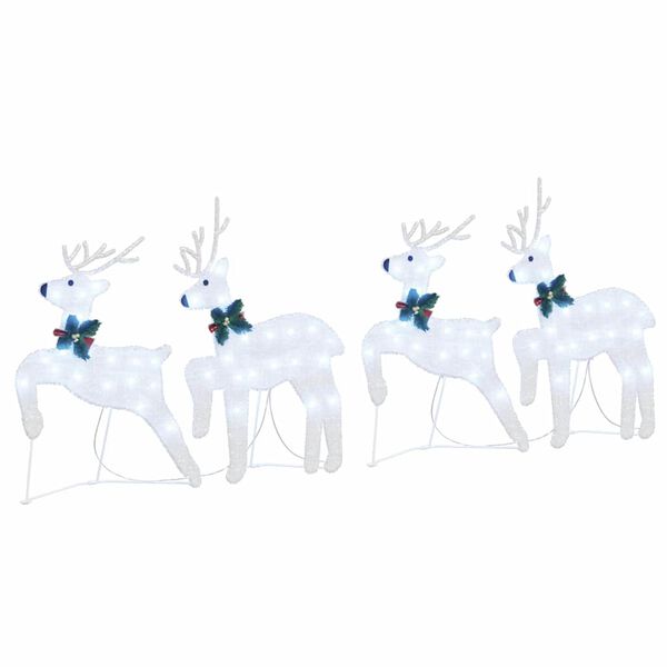 vidaXL LED Reindeers 4 pcs Silver Fabric