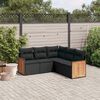 vidaXL 5 Piece Garden Sofa Set with Cushions Black Poly Rattan