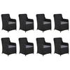 vidaXL 11 Piece Garden Dining Set Poly Rattan Black