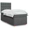 vidaXL Box Spring Bed with Mattress Dark Grey King Single Fabric
