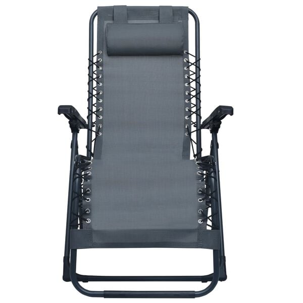 vidaXL Folding Deck Chair Grey Textilene