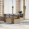 vidaXL 5 Piece Garden Sofa Set with Cushions Beige Poly Rattan