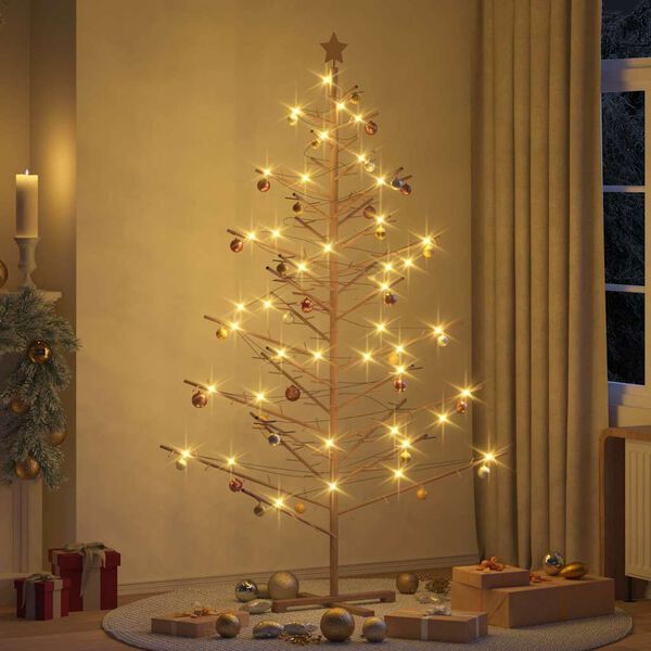 vidaXL Wooden Christmas Tree with Stand Brown 210 cm Solid pine wood