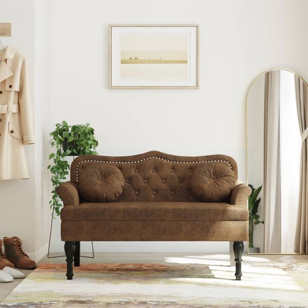 vidaXL Bench with Cushions Brown 120.5x65x75 cm Faux Suede Leather