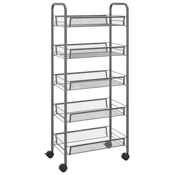 vidaXL 5-Tier Kitchen Trolley Grey 46x26x105 cm Iron