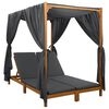 vidaXL Double Sun Lounger with Canopy and Curtains Solid Acacia Wood