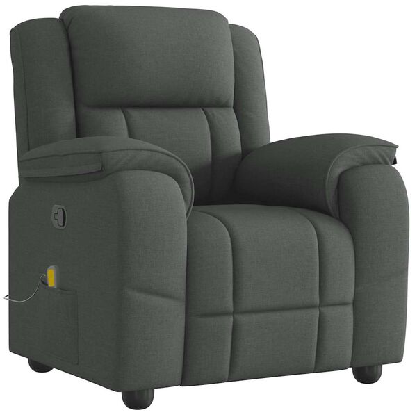 vidaXL Massage Recliner Chair Dark Grey Fabric