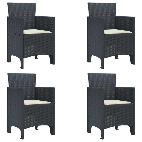 vidaXL Garden Chair 4 pcs Anthracite 53 x 49 x 85 cm PP