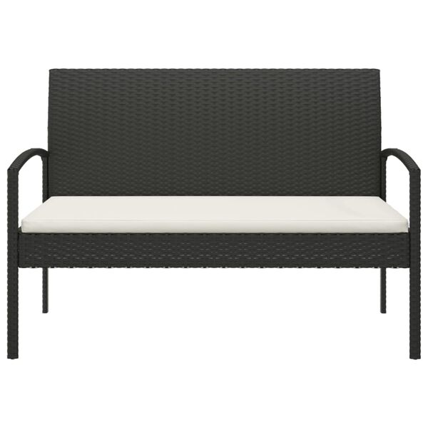 vidaXL Garden Bench with Cushion Black 105 cm Poly Rattan