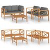 vidaXL 5 Piece Garden Lounge Set with Grey Cushions Solid Teak Wood