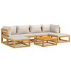 vidaXL 7 Piece Garden Lounge Set with Light Grey Cushions Solid Wood