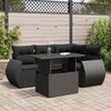 vidaXL 5 Piece Garden Sofa Set with Cushions Black Poly Rattan
