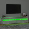 vidaXL TV Cabinet with LED Lights Concrete Grey 210x35x40 cm