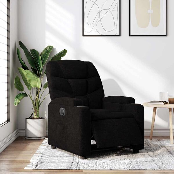 vidaXL Electric Recliner Chair Black Fabric