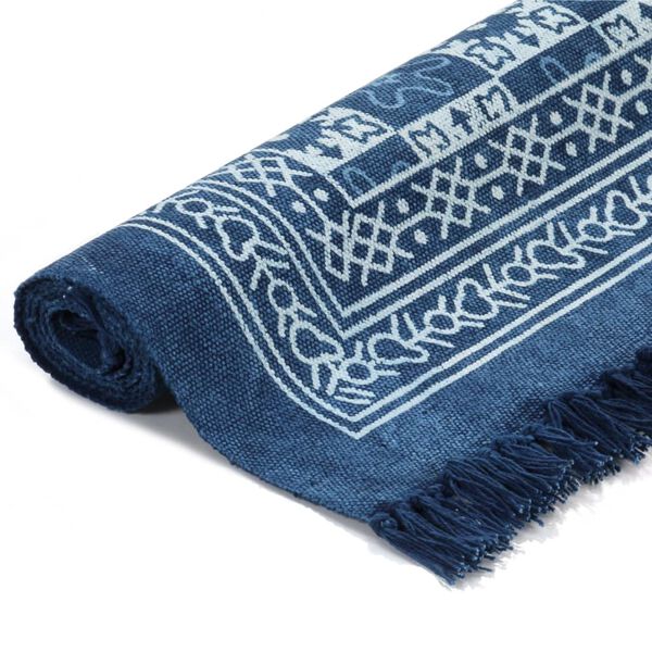 vidaXL Kilim Rug Cotton 160x230 cm with Pattern Blue