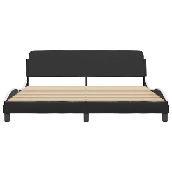 vidaXL Bed Frame "Dover" Black&White 180x200 cm King Faux Leather