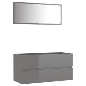 vidaXL Bathroom Furniture Set | High gloss grey | Engineered wood