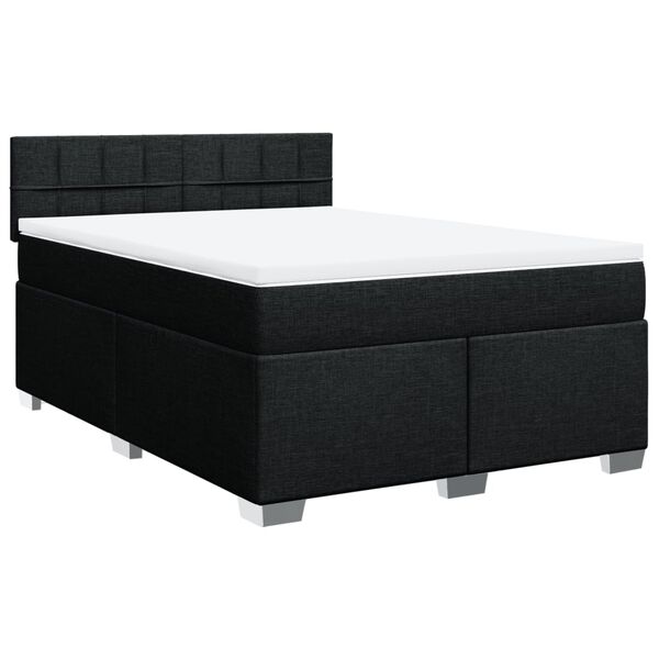 vidaXL Box Spring Bed with Mattress Black Queen Fabric