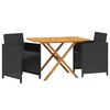 vidaXL 3 Piece Garden Dining Set with Cushions Black
