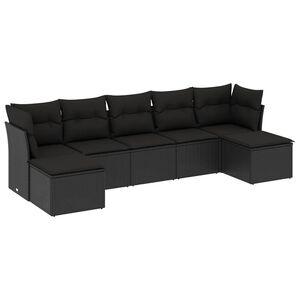vidaXL 7 Piece Garden Sofa Set with Cushions Black Poly Rattan