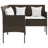 vidaXL 5 Piece L-shaped Couch Sofa Set with Cushions Poly Rattan Brown
