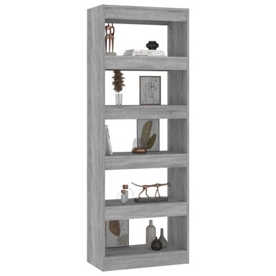 vidaXL Book Cabinet/Room Divider Concrete Grey 60x30x166 cm Engineered Wood
