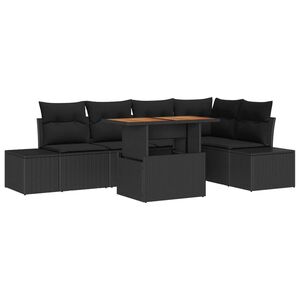 vidaXL Garden Sofa Set with Storage 6 pcs Black Poly rattan