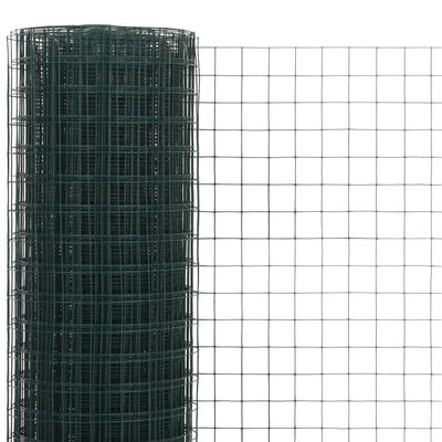 vidaXL Chicken Wire Fence Steel with PVC Coating 10x0.5 m Green