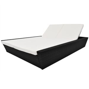 vidaXL Outdoor Lounge Bed with Cushion Poly Rattan Black