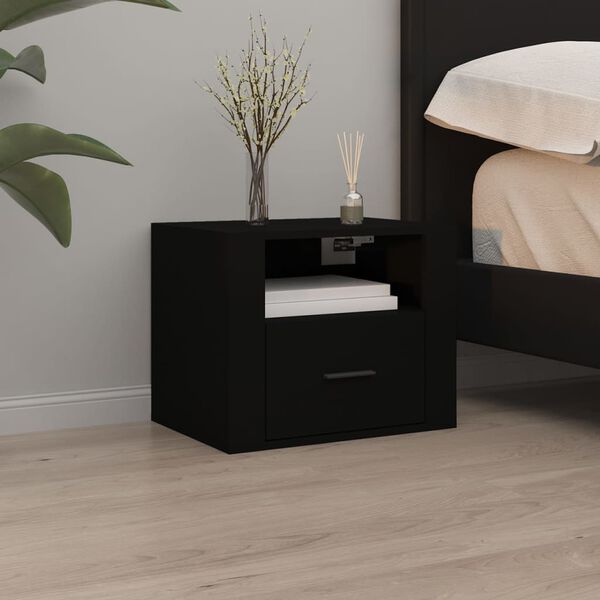 vidaXL Wall-mounted Bedside Cabinets 2 pcs Black 50x36x40 cm