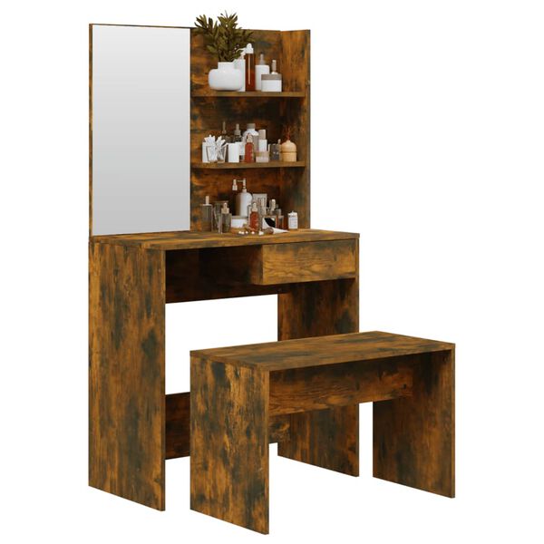 vidaXL Dressing Table Set Smoked Oak 74.5x40x141 cm