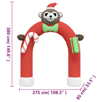 vidaXL Christmas Inflatable Arch Gate LED 380 cm
