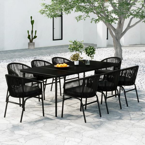 vidaXL 9 Piece Garden Dining Set Black