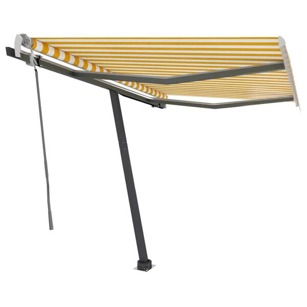 vidaXL Manual Retractable Awning with LED 300x250 cm Yellow and White