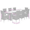 vidaXL 9 Piece Garden Dining Set with Cushions Grey Poly Rattan