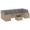 vidaXL 8 Piece Garden Sofa Set with Cushions Beige Poly Rattan