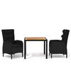 vidaXL 3 Piece Garden Dining Set Poly Rattan Black