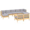 vidaXL 10 Piece Garden Lounge Set with Grey Cushions Pinewood
