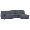 vidaXL Modular Sofa with Footstool&Cushions Velvet Dark Grey