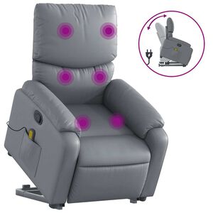 vidaXL Stand up Massage Recliner Chair Grey Faux Leather