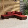 vidaXL 5 Piece Garden Lounge Set with Cushions Poly Rattan Brown