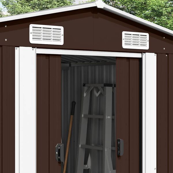 vidaXL Garden Shed 257x489x181 cm Metal Brown