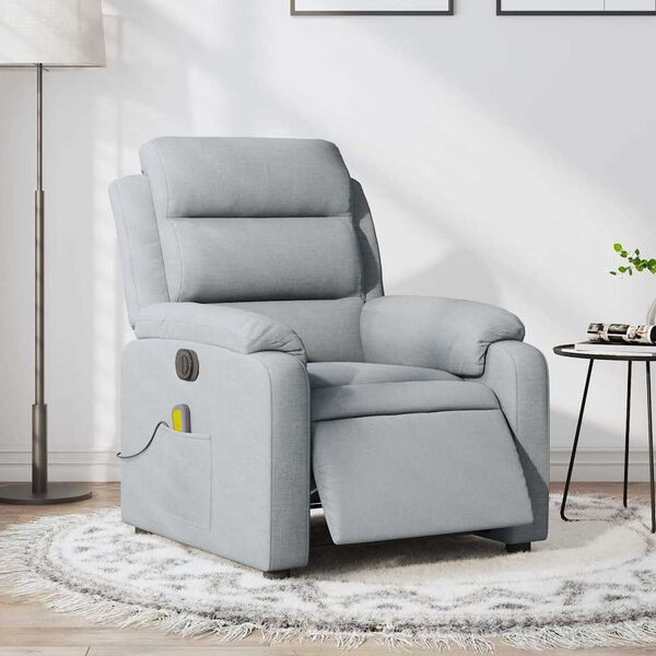 vidaXL Electric Massage Recliner Chair Light Grey Fabric